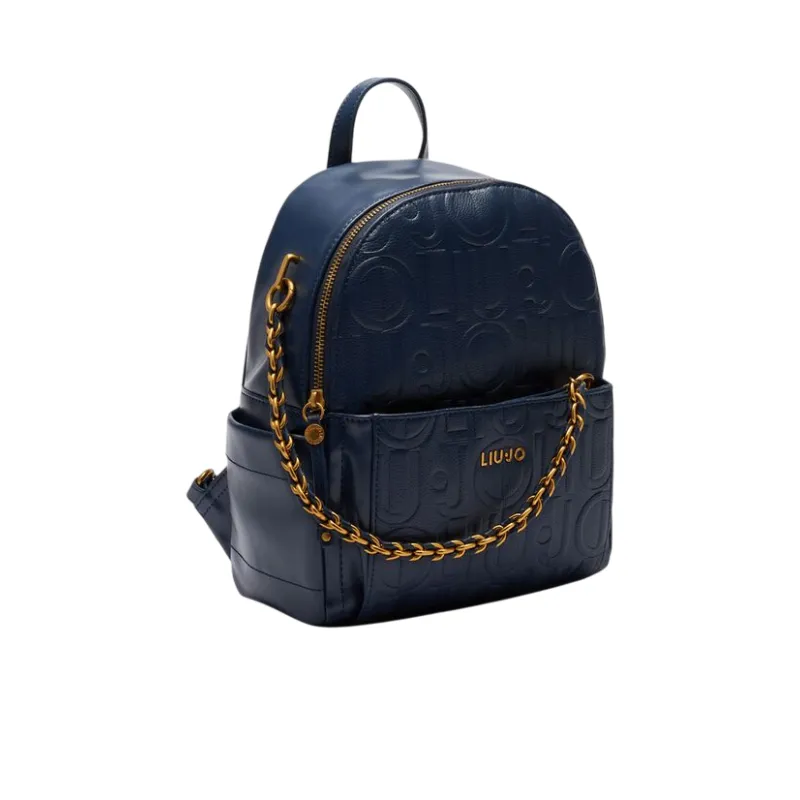 Zaino donna con logo e catena Liu Jo, blue 2