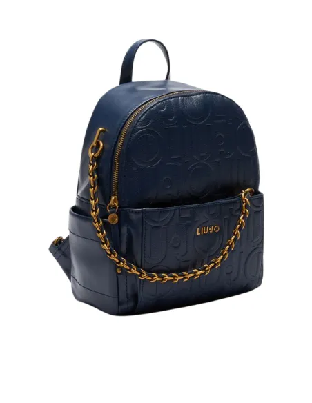 Liu Jo women's backpack with logo and chain, blue