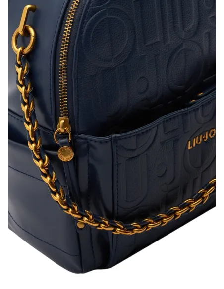 Zaino donna con logo e catena Liu Jo, blue