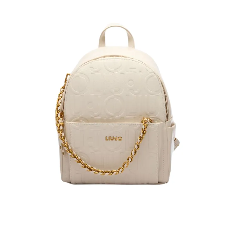 Liu Jo women's backpack with logo and chain, cream