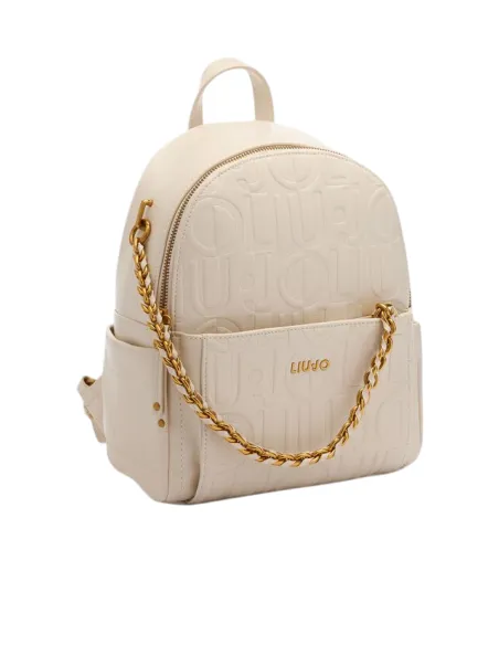 Liu Jo women's backpack with logo and chain, cream