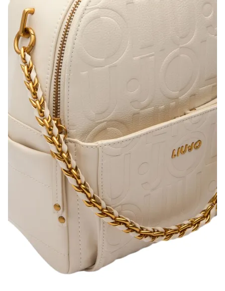 Liu Jo Damen-Rucksack mit Logo und Kette, creme