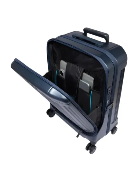 Trolley Piquadro con tasca frontale, blu