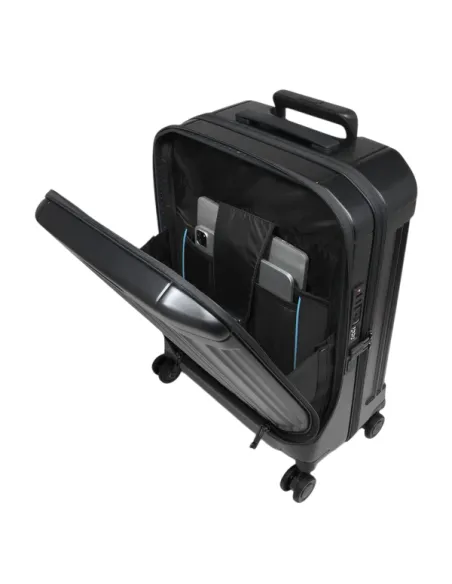 Trolley Piquadro con tasca frontale, nero