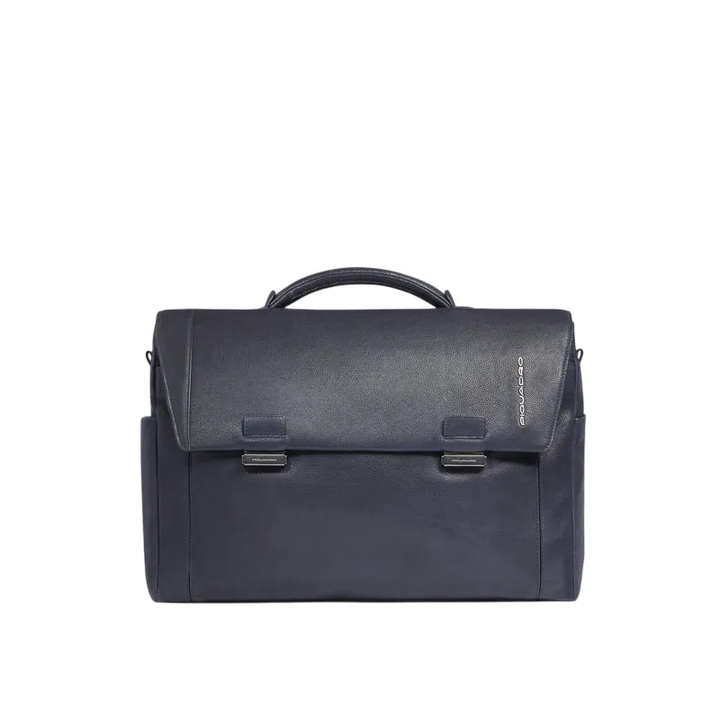 Cartella in pelle porta pc Piquadro Cronus, blu