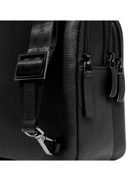Piquadro Modus Herren-Umhängetasche mit zwei Fächern, schwarz