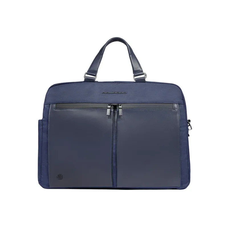 Piquadro Orion two-compartment 15.6 laptop briefcase, blue