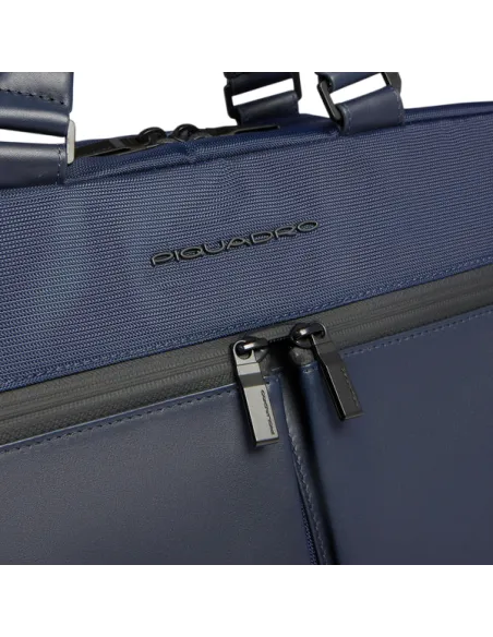 Piquadro Orion two-compartment 15.6 laptop briefcase, blue