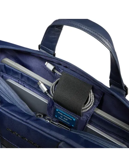 Piquadro Orion two-compartment 15.6 laptop briefcase, blue