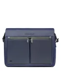Messenger piccola in tessuto e pelle Piquadro Orion, blu