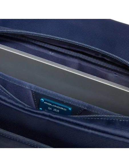 Messenger piccola in tessuto e pelle Piquadro Orion, blu