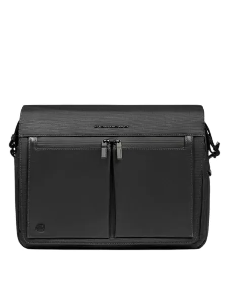 Messenger piccola in tessuto e pelle Piquadro Orion, nera