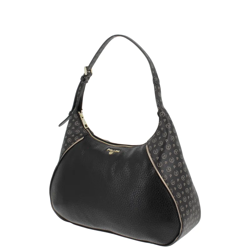 Pollini Schultertasche mit Reißverschluss, schwarz 2