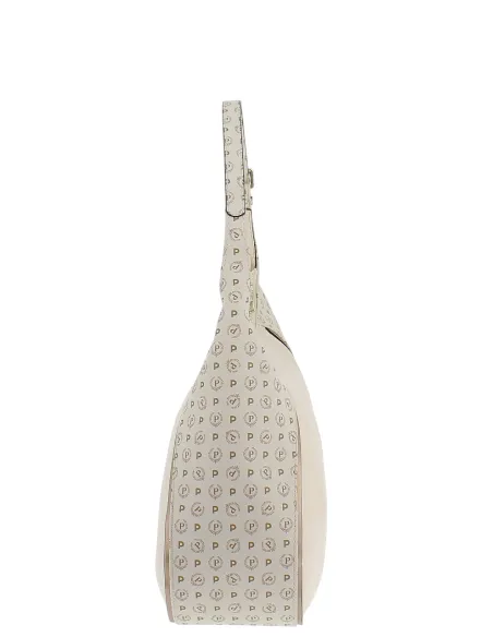 Pollini Schultertasche mit Reißverschluss, elfenbein