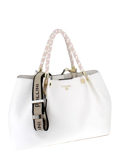 Pollini large women's handbag, white