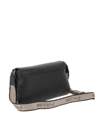 Borsa a tracolla con patta Pollini, nera