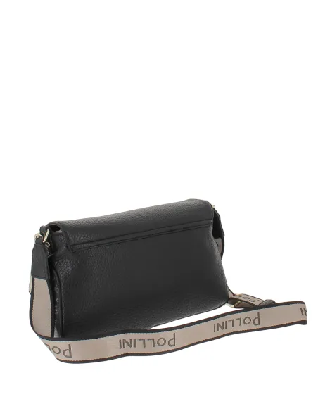 Borsa a tracolla con patta Pollini, nera