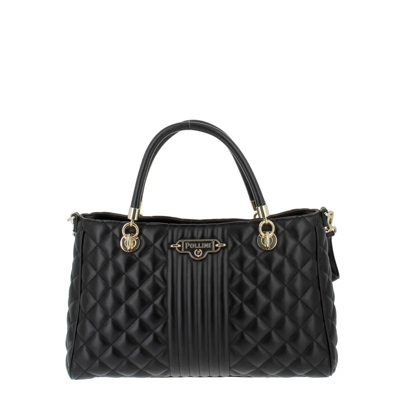 Pollini Damen gesteppte Handtasche, schwarz