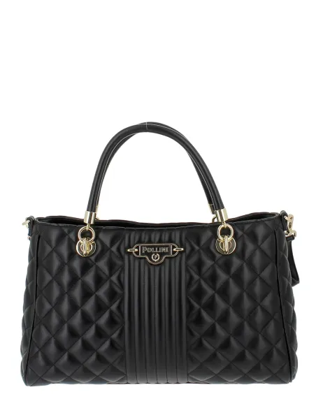 Pollini women's quilted handbag, black
