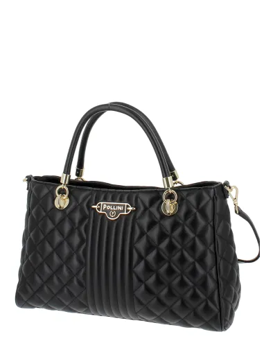 Pollini women's quilted handbag, black