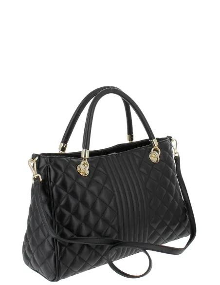 Pollini women's quilted handbag, black