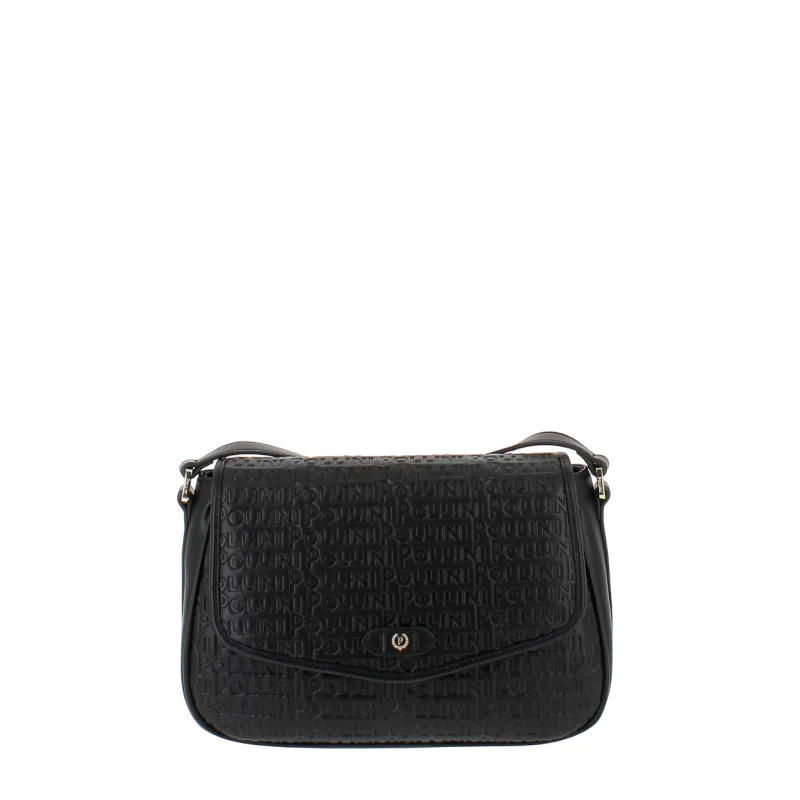 Pollini Damen-Umhängetasche mit Klappe, schwarz