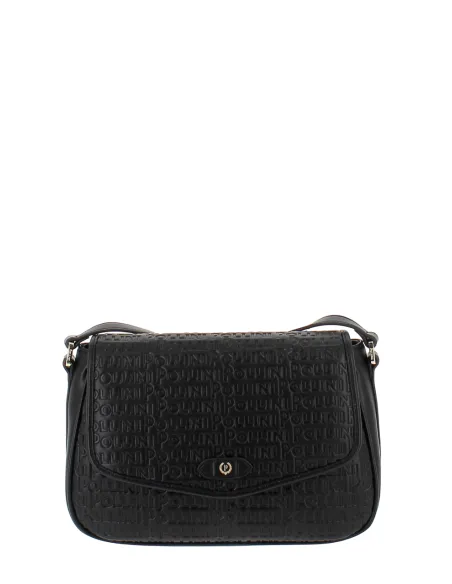 Pollini Damen-Umhängetasche mit Klappe, schwarz