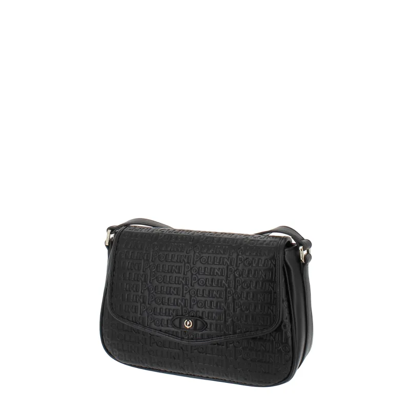 Pollini women's shoulder bag with flap, black 2