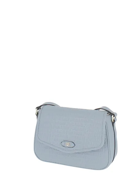 Pollini women's shoulder bag with flap, light blue
