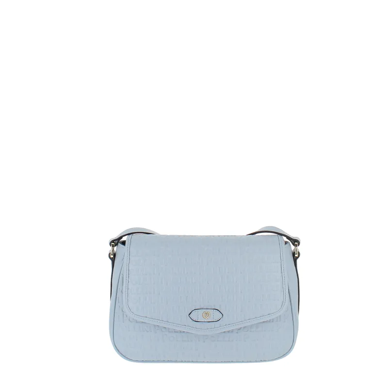 Pollini women's shoulder bag with flap, light blue