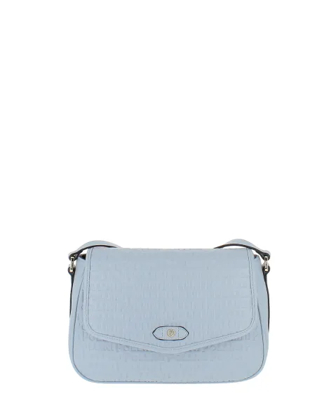 Pollini women's shoulder bag with flap, light blue