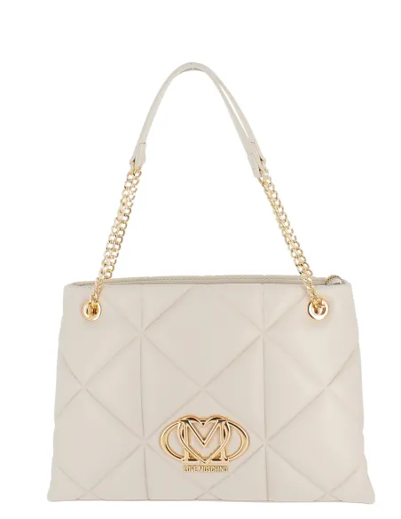 Love Moschino medium quilted shopping bag, cream