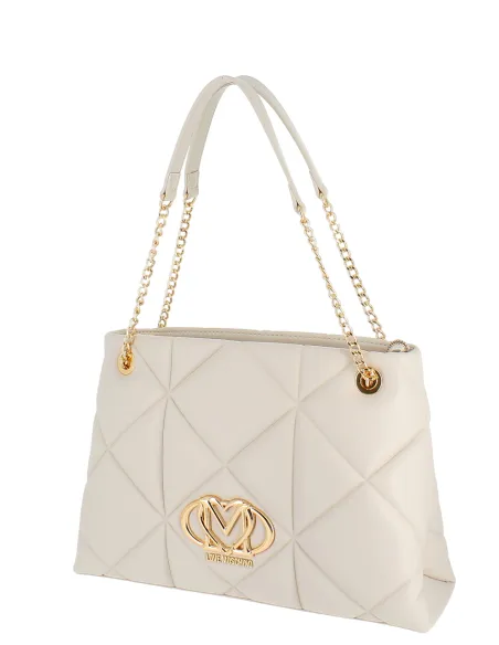 Love Moschino mittlere gesteppte Einkaufstasche, creme