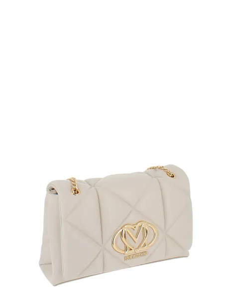Borsa donna trapuntata Love Moschino, avorio