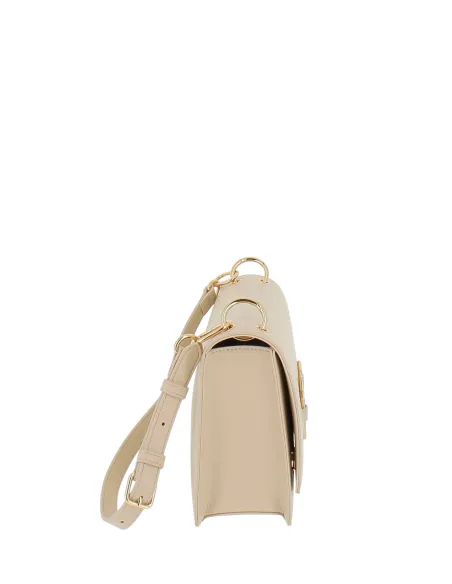 Borsa a spalla con pattina Love Moschino, beige