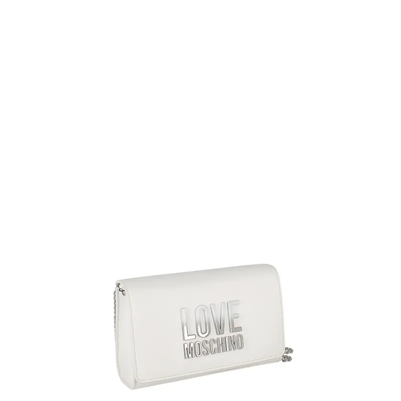 Love Moschino Clutch-Tasche mit Kette, weiß 2