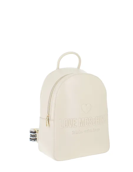 Women's backpack with Love Moschino logo, ivory