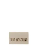 Love Moschino clutch bag with metal logo, ivory