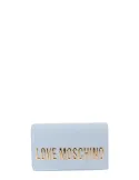 Love Moschino clutch bag with metal logo, light blue