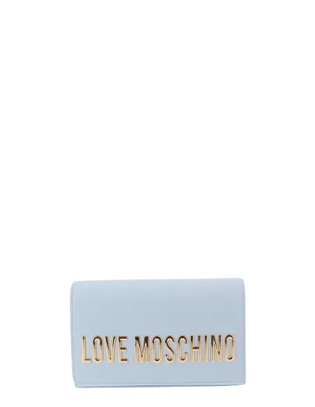 Love Moschino Clutch-Tasche mit Metall-Logo, hellblau