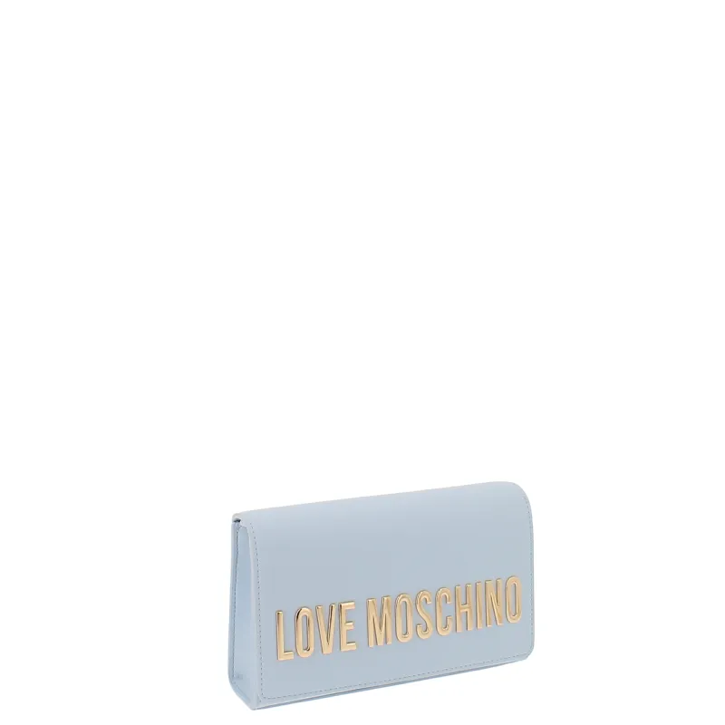 Love Moschino Clutch-Tasche mit Metall-Logo, hellblau 2
