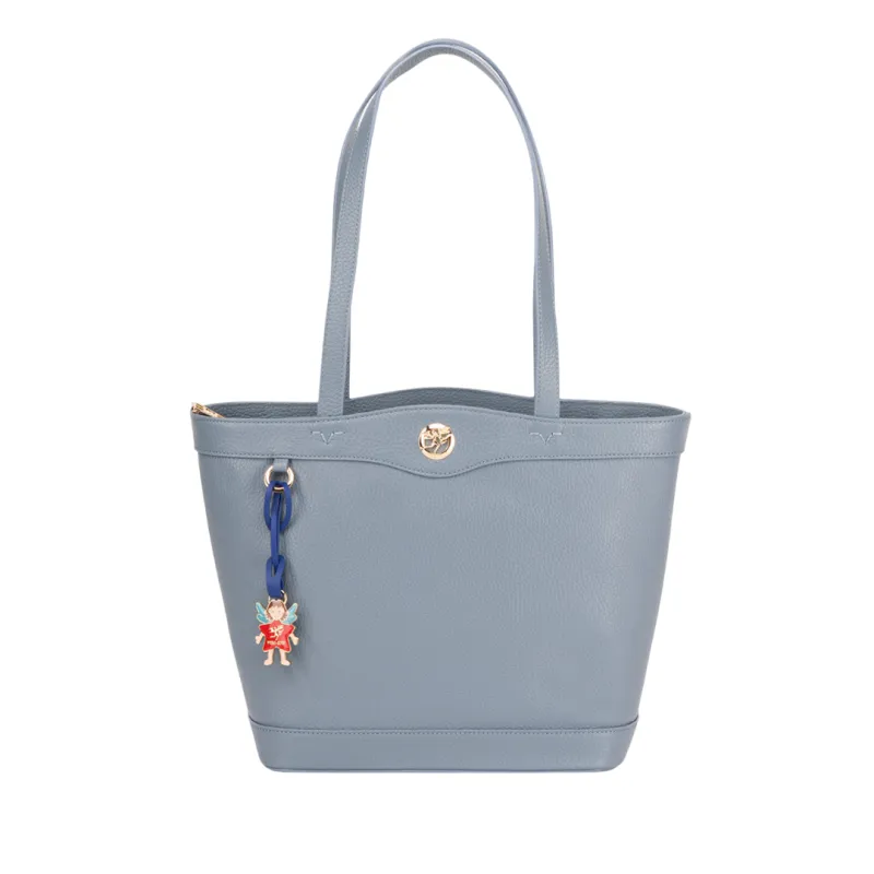 Piero Guidi leather shopping bag, light blue