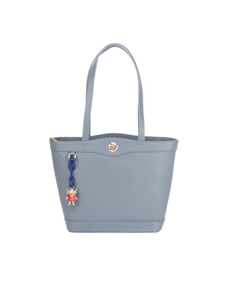 Piero Guidi leather shopping bag, light blue