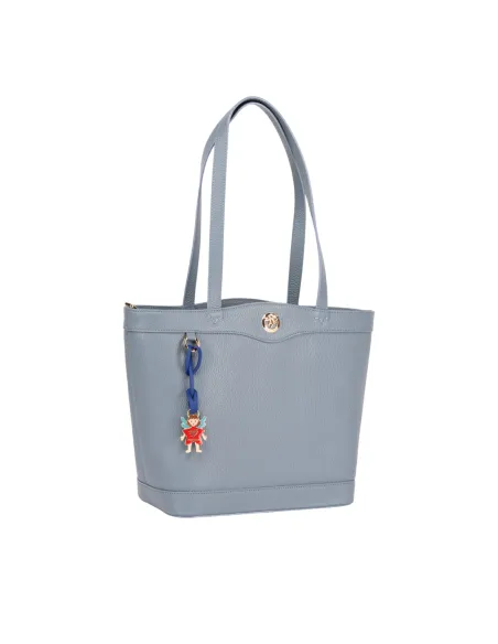 Piero Guidi leather shopping bag, light blue