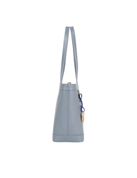Piero Guidi leather shopping bag, light blue