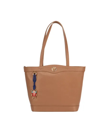 Piero Guidi leather shopping bag, biscuit