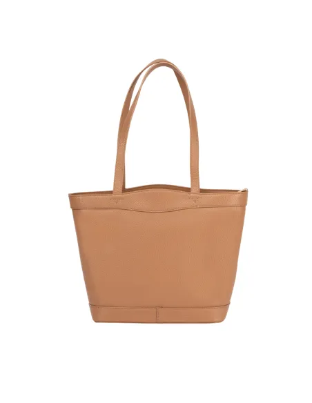 Piero Guidi leather shopping bag, biscuit