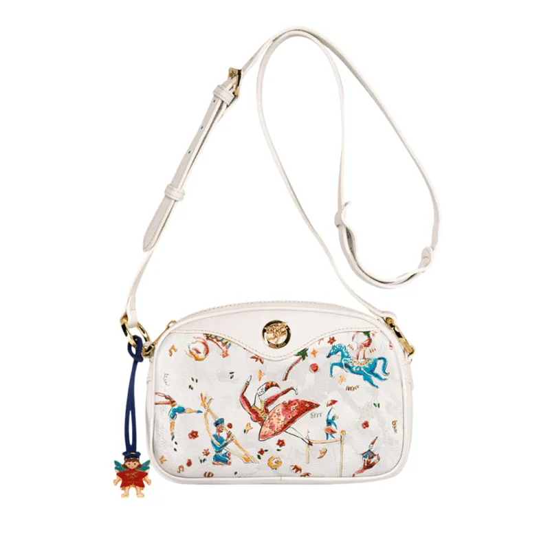 Tracollina in pelle Piero Guidi Magic Circus, bianca