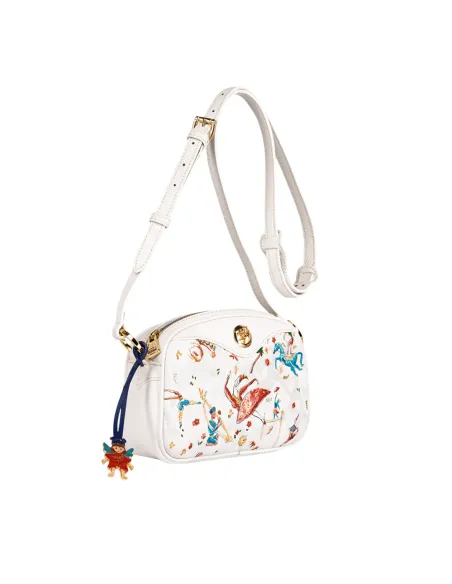 Leder-Umhängetasche Piero Guidi Magic Circus, weiß