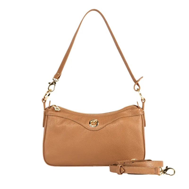 Piero Guidi leather medium shoulder bag, biscuit